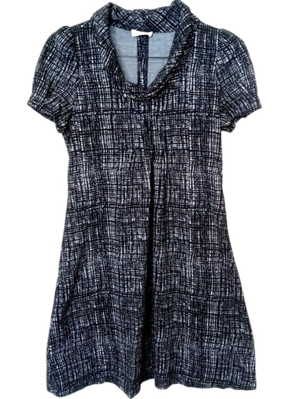 Calvin Klein 6 Abstract Plaid Dress Cowl Short Sleeve Minimalist Preppy